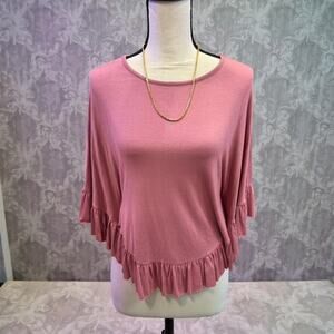 42POPS - RUFFLE PONCHO TUNIC TOP - MAUVE